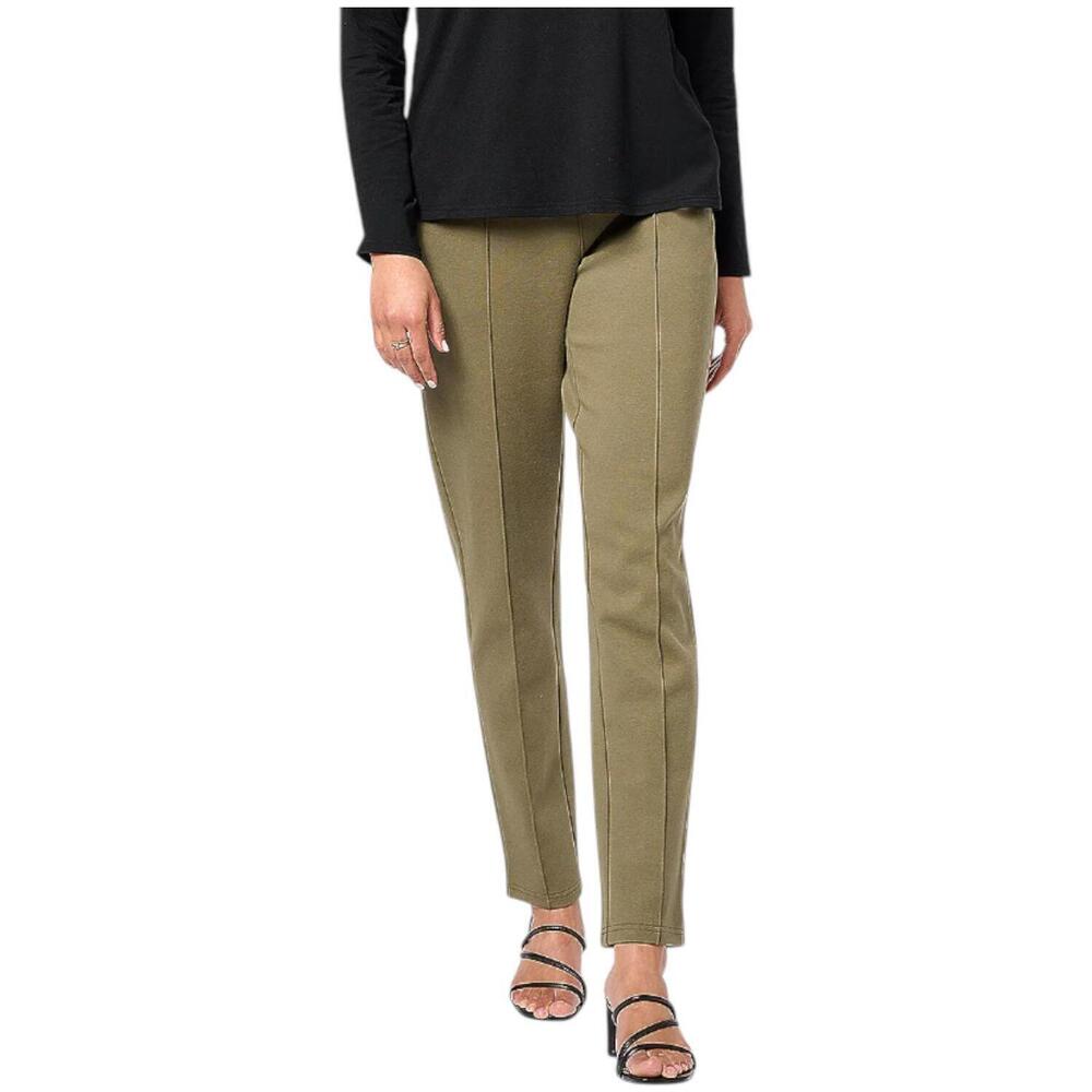 Encore by Idina Menzel Pull-On Slim-Leg Ponte Pants Safari - Regular